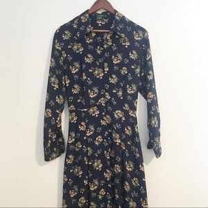 J CREW Vintage Floral Maxi Dress with Collar